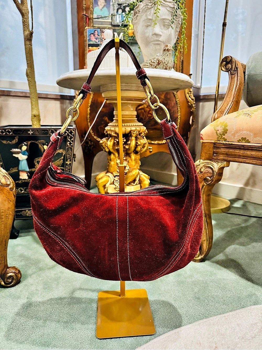 Y2K Coach Soho Suede Hobo Red Shoulder Bag - Gem